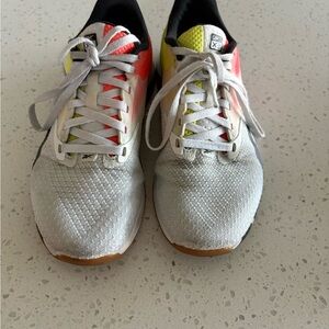 Reebok Nano X3 White Athletic Shoes with Neon Yellow and Coral Accents